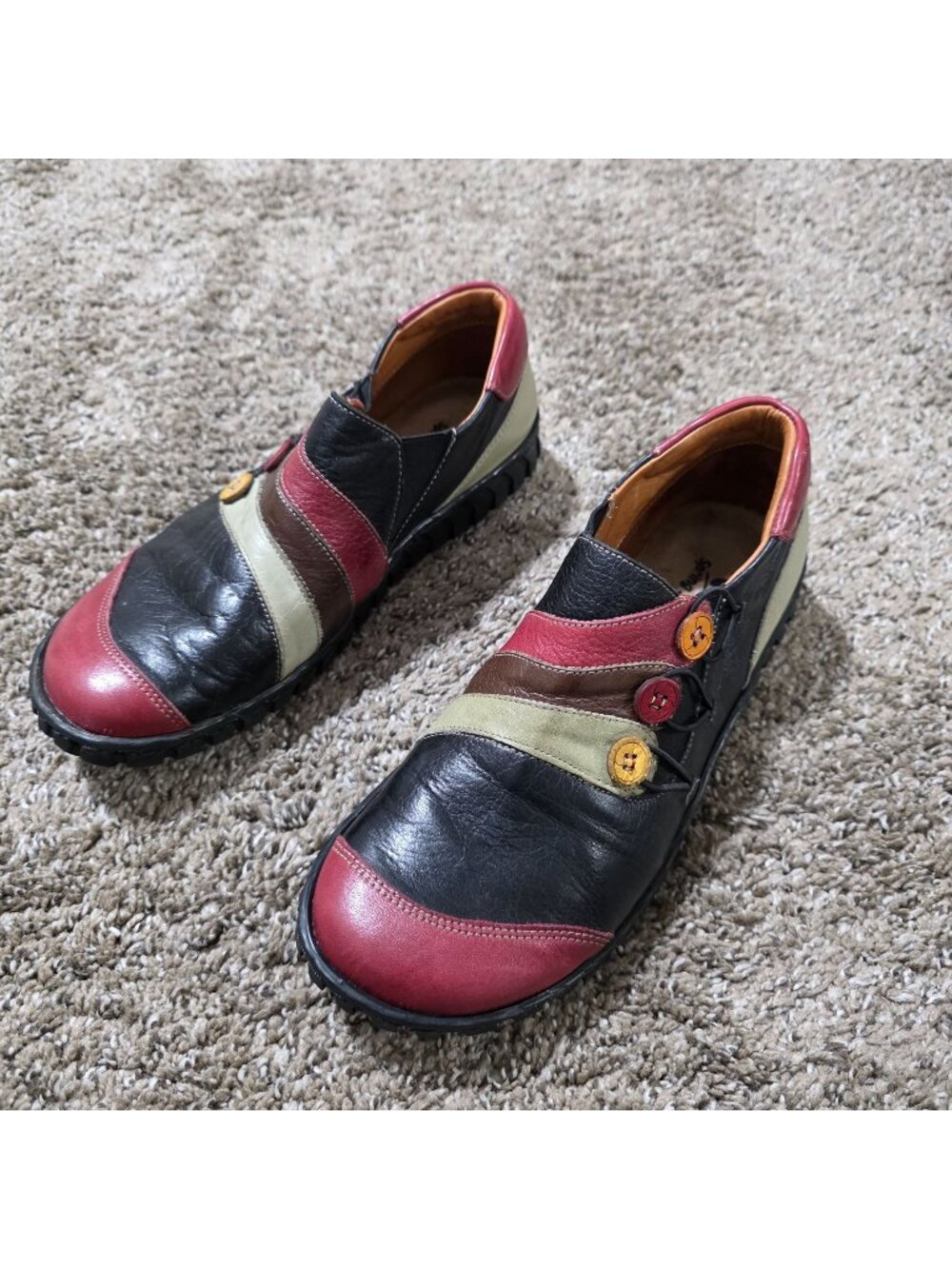 Spring Step Neeta Women's EU 37 US 6.5-7 Leather Multicolor Slip-On Shoes